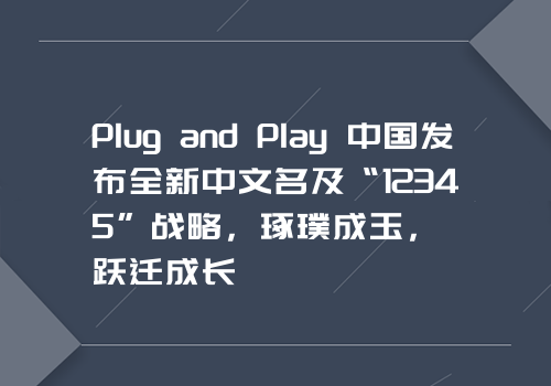 Plug and Play 中国发布全新中文名及“12345”战略，琢璞成玉，跃迁成长