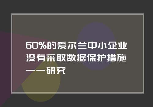 60%的爱尔兰中小企业没有采取数据保护措施——研究