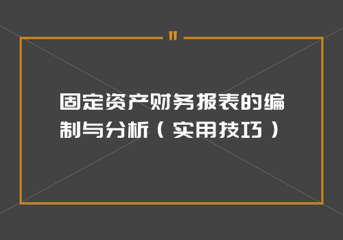 固定资产财务报表的编制与分析（实用技巧）