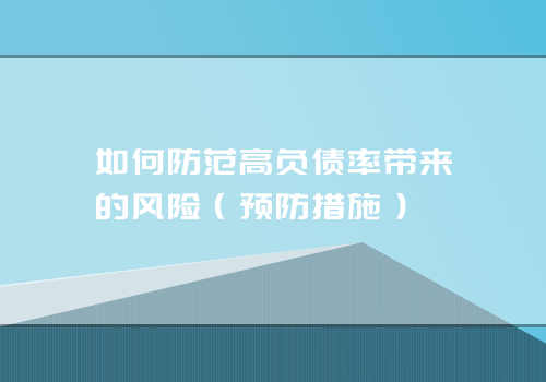 如何防范高负债率带来的风险（预防措施）