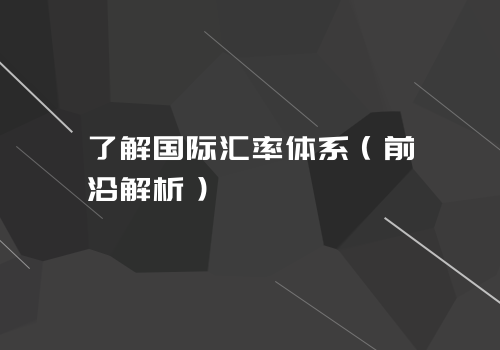 了解国际汇率体系（前沿解析）