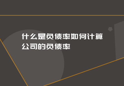 什么是负债率如何计算公司的负债率