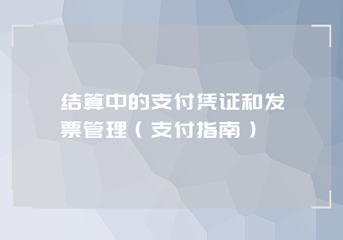 结算中的支付凭证和发票管理（支付指南）