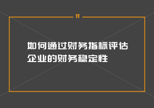 如何通过财务指标评估企业的财务稳定性