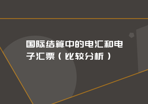 国际结算中的电汇和电子汇票（比较分析）