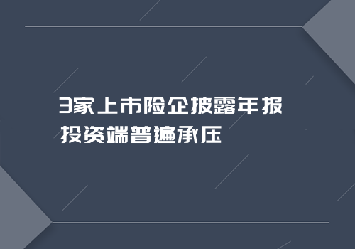 3家上市险企披露年报 投资端普遍承压