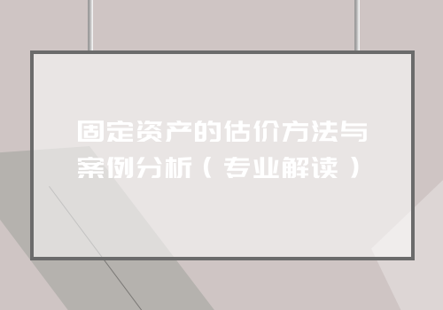 固定资产的估价方法与案例分析（专业解读）