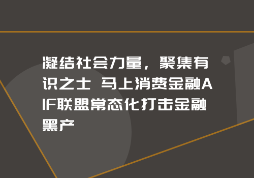 凝结社会力量，聚集有识之士 马上消费金融AIF联盟常态化打击金融黑产