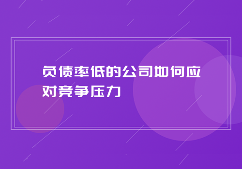 负债率低的公司如何应对竞争压力