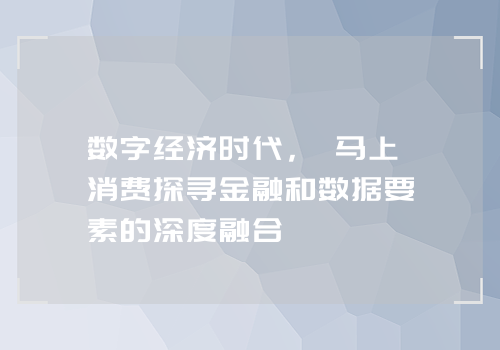 数字经济时代， 马上消费探寻金融和数据要素的深度融合