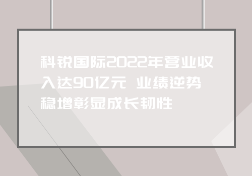 科锐国际2022年营业收入达90亿元 业绩逆势稳增彰显成长韧性